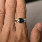 2.5ct Cushion Blue Sapphire Engagement Ring 14k White Gold Over Diamond Accent