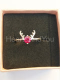 0.4ct Round Cut Simulated Ruby Dear Design Engagement Ring 14k White Gold Plated