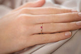 0.3ct Engagement Ring Baguette Cut Pink Ruby Minimalist 14k Yellow Gold Finish