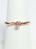 0.2Ct Round Cut Diamond Curved Minimalist Solitaire Ring 14K Rose Gold Finish