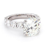 4Ct Round Cut Diamond Solitaire with Accent Engagement Ring 14K White Gold Finis