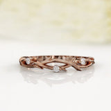 0.1ct Round Cut Moissanite Twig Vine Women Wedding Band 14k Rose Gold Plated