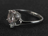 2ct Engagement Ring Oval Cut Peach Morganite Twig Floral 14k White Gold Finish