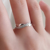 0.5ct Round Moissanite Twist Stylish Women Engagement Ring 14k White Gold Plated
