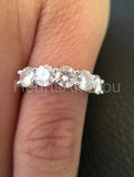 2.2ct Round Cut Moissanite Five Stone Women Wedding Band 14k White Gold Plated
