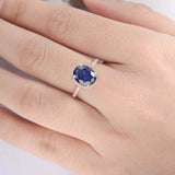 2ct Oval Cut Blue Sapphire Engagement Ring Halo Diamond Accent 14k RoseGold Over