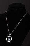 1.5ct Round Cut Blue Sapphire Pendant Open Circle 14k White Gold Finish NO CHAIN