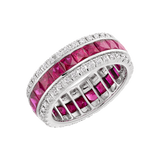 7Ct Princess Cut Pink Ruby Diamond Eternity Wedding Band 18K White Gold Finish