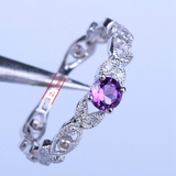 1ct Round Cut Purple Amethyst Filigree Engagement Ring 14k White Gold Finish