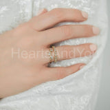 0.1ct Marquise Simulated Diamond Leaf Dainty Minimal Ring 14k Yellow Gold Plated