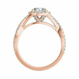 3ct Round Cut Diamond Halo Infinity Band Engagement Ring 14K Rose Gold Finish