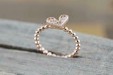 1ct Round Cut Diamond Engagement Ring Beaded Ball Solitaire 14k Rose Gold Finish
