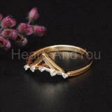 0.5ct Round Cut Moissanite Tiara Crown Chevron Women Ring 14K Yellow Gold Plated