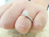 2.3ct Engagement Ring Round Cut Diamond Solitaire with Accent 14k WhiteGold Over