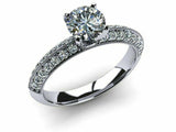 2.2ct Round Cut Diamond Milgrain Solitaire Engagement Ring 14k White Gold Finish