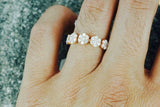 2ct Round Cut Diamond Engagement Ring 14k Yellow Gold Finish Five Stone Halo