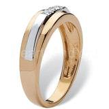 0.2ct Round Cut Moissanite Three Stone Women Wedding Band 14k Dual Gold Plated