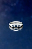 0.1ct Round Cut Moissanite Moon Phase Women Wedding Band 14k White Gold Plated