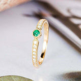 1.3ct Round Green Emerald Engagement Ring Accents Solitaire 14k Yellow Gold Over