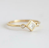 1ct Princess Cut Diamond Engagement Ring Minimalist Trilogy 14k Yellow Gold Over