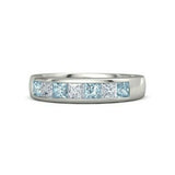 2Ct Princess Cut Blue Aquamarine Diamond Trendy Wedding Band 14K White Gold Over