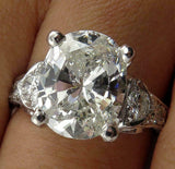 4.5ct Oval Cut Diamond Vintage Engagement Ring 14K White Gold Over Round Accents