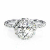 1.7ct Round Cut Diamond Halo Engagement Ring 14k White Gold Finish with Accents