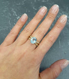 1.6ct Engagement Ring Oval Cut Blue Aquamarine Split Shank 14k YellowGold Finish