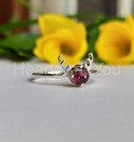 0.5ct Round Cut Simulated Ruby Dear Design Engagement Ring 14k White Gold Plated