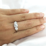 2.2ct Round Cut Moissanite Three Stone Engagement Ring 14k White Gold Plated