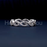 0.5ct Round Cut Moissanite Infinity Stackable Wedding Band 14k White Gold Plated
