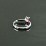 1ct Engagement Ring Emerald Cut Pink Ruby Solitaire Design 14k White Gold Finish