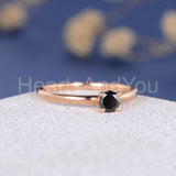 0.5ct Round Cut Simulated Black Diamond Solitaire Ring 14k Rose Gold Plated