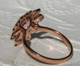 2.7ct Round Cut Peach Morganite Floral Halo Engagement Ring 14k Rose Gold Finish