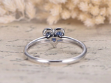 0.4ct Round Cut Blue Sapphire Engagement Ring Solitaire 14k White Gold Finish