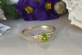 0.4ct Engagement Ring Round Cut Green Peridot Solitaire 14k Yellow Gold Finish