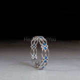 0.4ct Round Cut Simulated Blue Sapphire Celtic Wedding Band 14k WhiteGold Plated