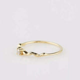 0.25ct Engagement Ring Round Cut Diamond Stackable Design 14k Yellow Gold Finish