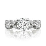 2.5ct Round Cut Diamond Engagement Ring Floral Leaf Inspired 14k White Gold Over