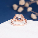2ct Engagement Ring Cushion Cut Peach Morganite Halo Infinity 14k Rose Gold Over
