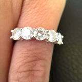 2.45ct Round Cut Diamond Five Stone Wedding Anniversary Band 14k White Gold Over