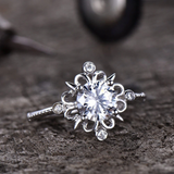 1ct Round Cut Diamond Engagement Ring 14k White Gold Finish Unique Floral Bridal