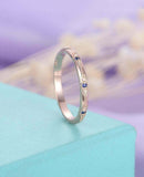 0.4ct Round Cut Blue Sapphire Milgrain Vintage Inspired Band 14k RoseGold Finish
