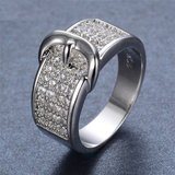 2.1ct Round Cut Diamond Engagement Ring 14k White Gold Finish Belt Unique Design