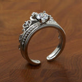 1.5ct Round Cut Diamond Engagement Ring Princess Queen Crown 14k White Gold Over