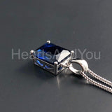 1ct Radiant Simulated Sapphire Solitaire Pendant 14k White Gold Plated NO CHAIN