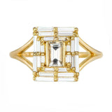 2ct Baguette Cut Diamond Enchanting Art Deco Cocktail Ring 14k Yellow Gold Over