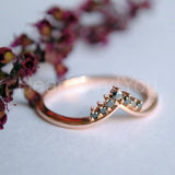 0.5ct Round Cut Simulated Black Diamond Curved Wedding Band 14K Rose Gold Plated
