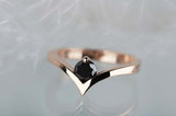 0.5ct Round Cut Black Diamond Engagement Ring Solitaire Curved 14k RoseGold Over