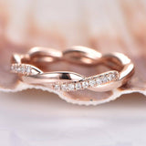Infinity Twist Design Wedding Ring Band 1ct Round Cut Diamond 14k Rose Gold Over